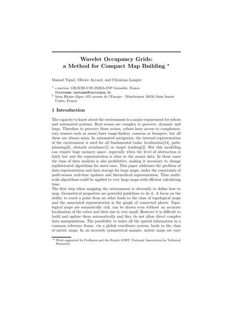 wavog|Wavelet Occupancy Grids: A Method for Compact Map Building